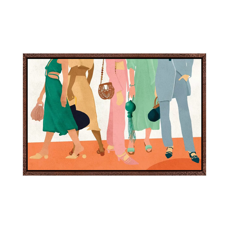 Fashion Girls 1 Piece Painting on Canvas, 66.04 cm H x 45.72 cm W, Classic Brown Wood Framed Canvas