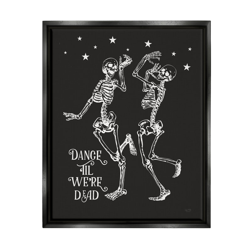 Dance 'Til We Are Mort Skeletons par Lux + Me Designs, Cadre flottant noir de jais, H 21 po x l 17 po x P 1,7 po