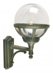 Uckfield Outdoor Armed Sconce, Black and Gold with Smoked Shade