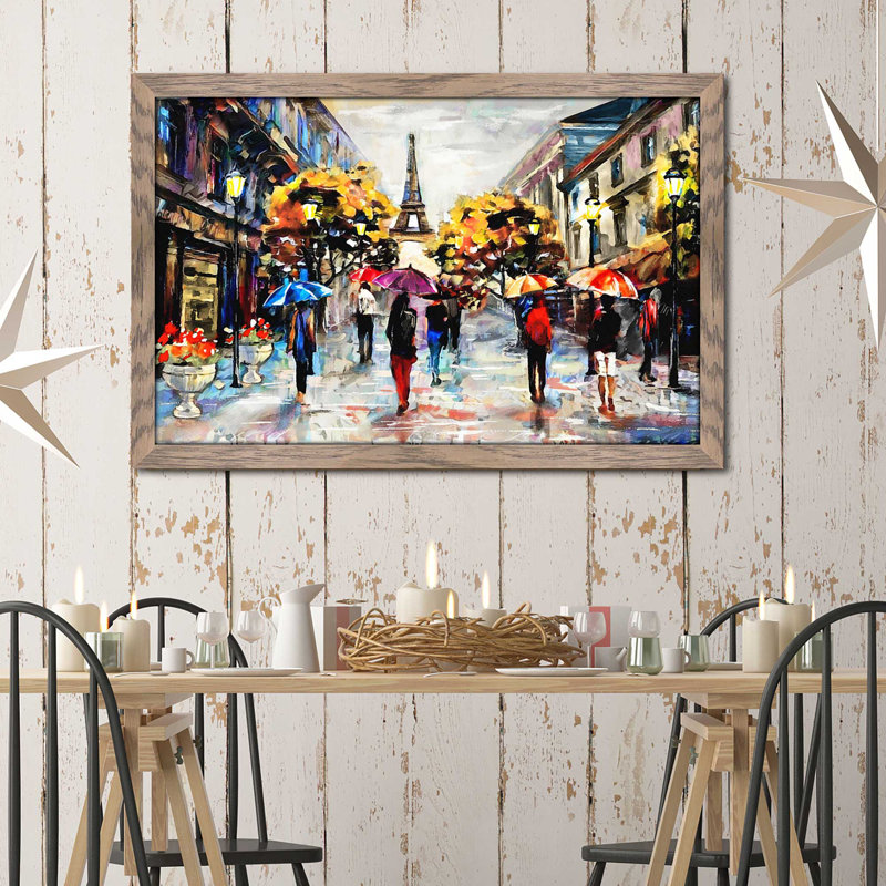 «Paris Streets», reproduction encadrée, H 21,5 po x l 27,5 po x P 0,75 po, Cadre taupe délavé