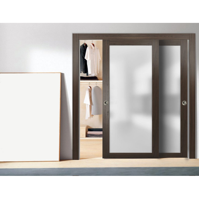 Portes coulissantes en verre givré Planum, Chocolat, 84 po x 96 po