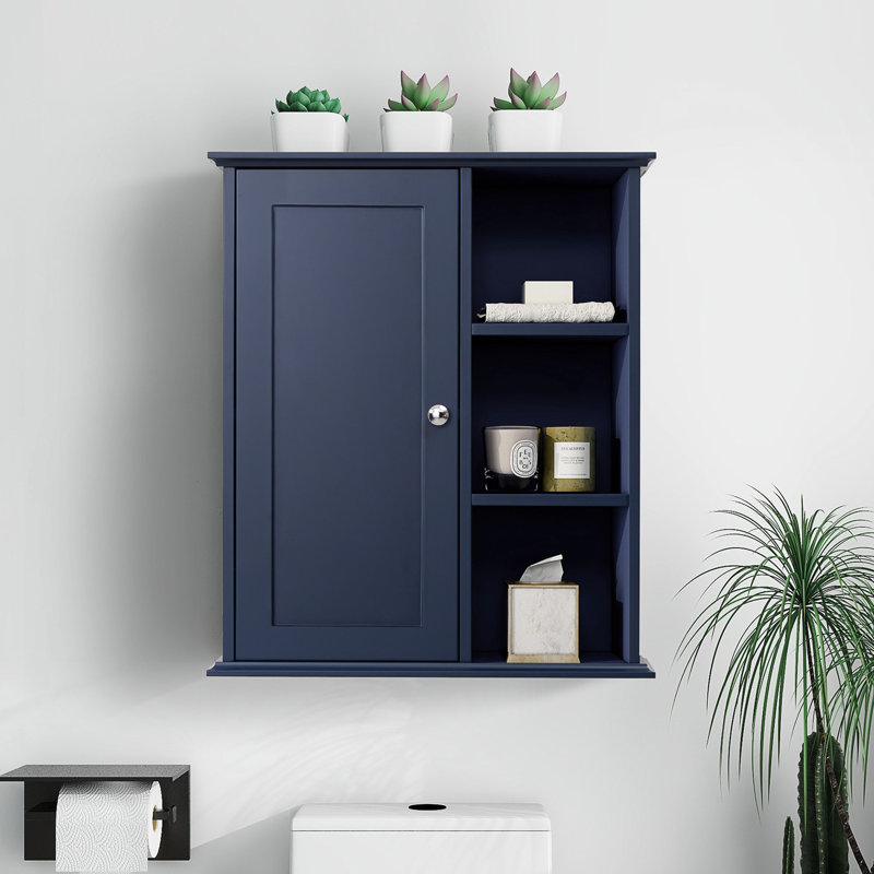 Rangement mural bleu amélioré, fonction, polyvalent pour l'armoire d'organisation de salle de bain et de buanderie, construction, charnières, adaptable à la pièce