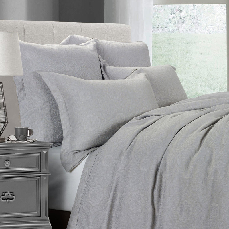 Couvre-lit matelassé en mélange de coton classique et chic 27 x 27 pouces, Gris