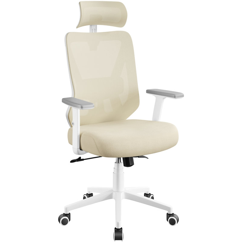 Yaheetech Office Chair with Headrest, Beige