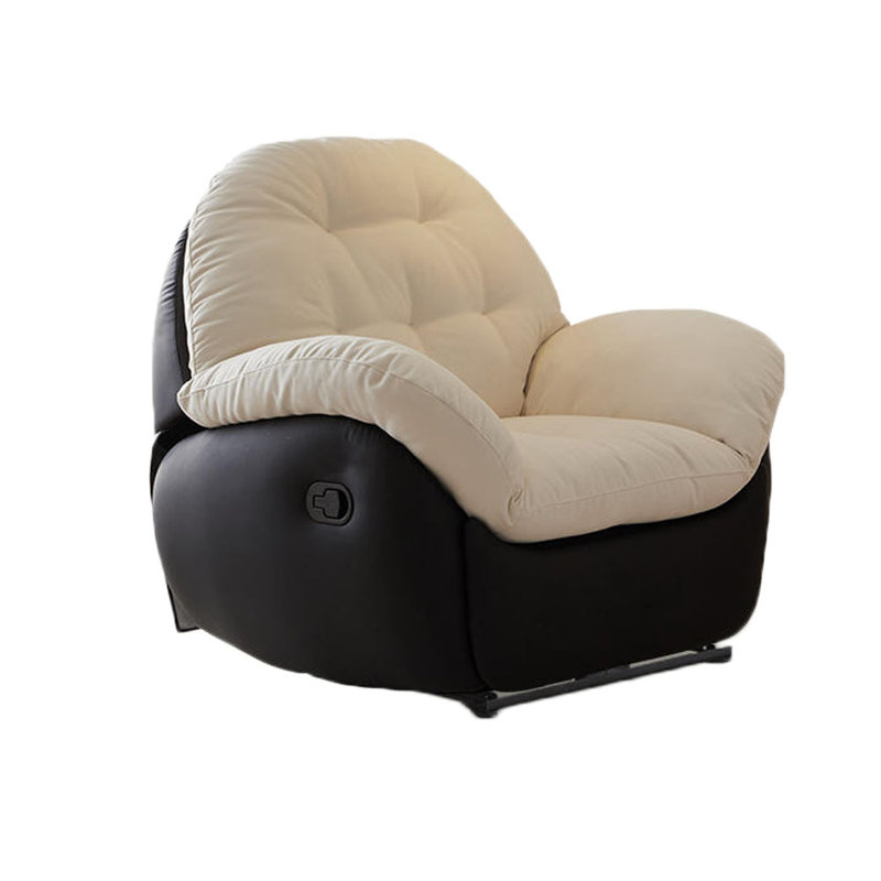 Fauteuil inclinable rembourré Miomir, Tissu en suède beige / noir
