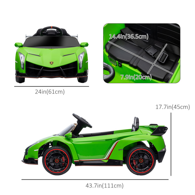 Green 12V Lamborghini Veneno Kids Ride-On Car with Remote Control