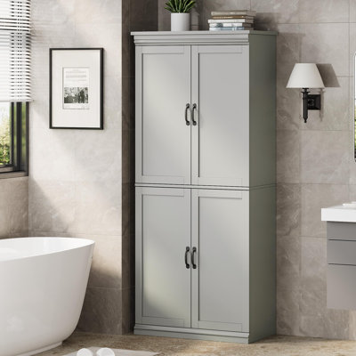 70" Tall Kitchen Pantry Cabinet with 2 Doors & 3 Adjustable Shelves, Modern Freestanding Storage Cupboard