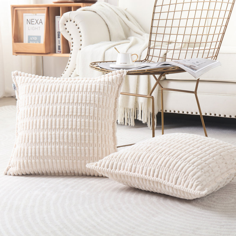  Housse pour repose-pieds Boucle, Crème, crème, Carré 24 po