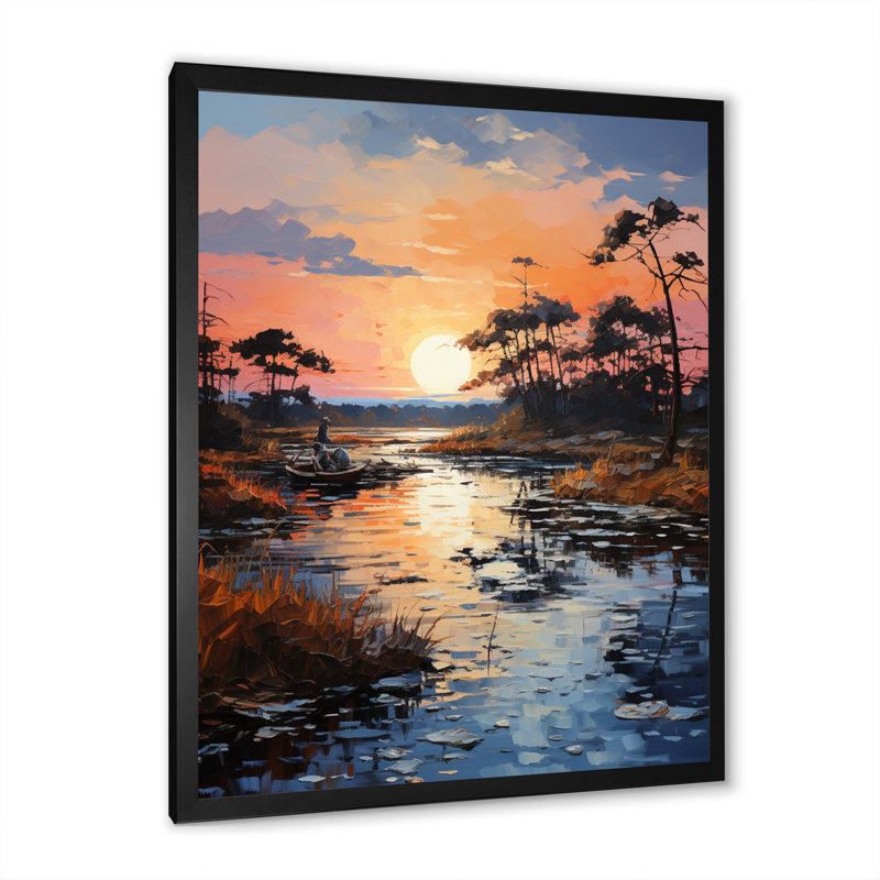 «Peach River Sapphire Serenity I», reproduction sur toile, H 20 po x l 12 po x P 1 po, Cadre photo noir