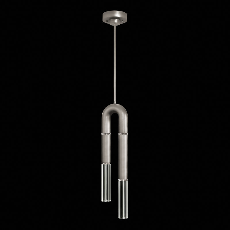 Luminaire suspendu rond 7 po Antonia, Feuille d'argent / nickel