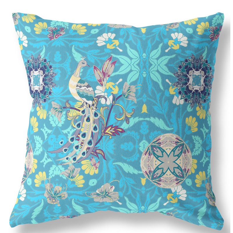 Amaretto Reversible Throw Pillow, 18"x18", Blue/Turquoise