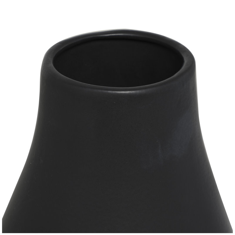 Vase décoratif noir en céramique mat, 12 po x 12 po x 20 po, H 20,25 po x L 16,60 po x l 11,65 po, Noir