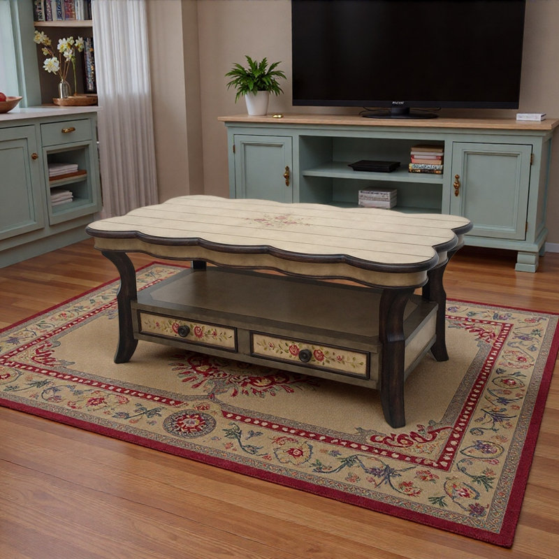 Table basse de style rétro américain, Marron foncé, Beige
