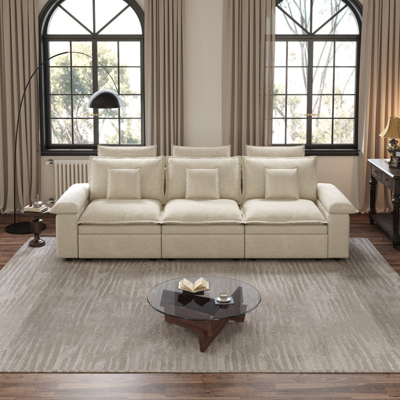 124.4" Velvet 3 Seater Power Reclining Sofa