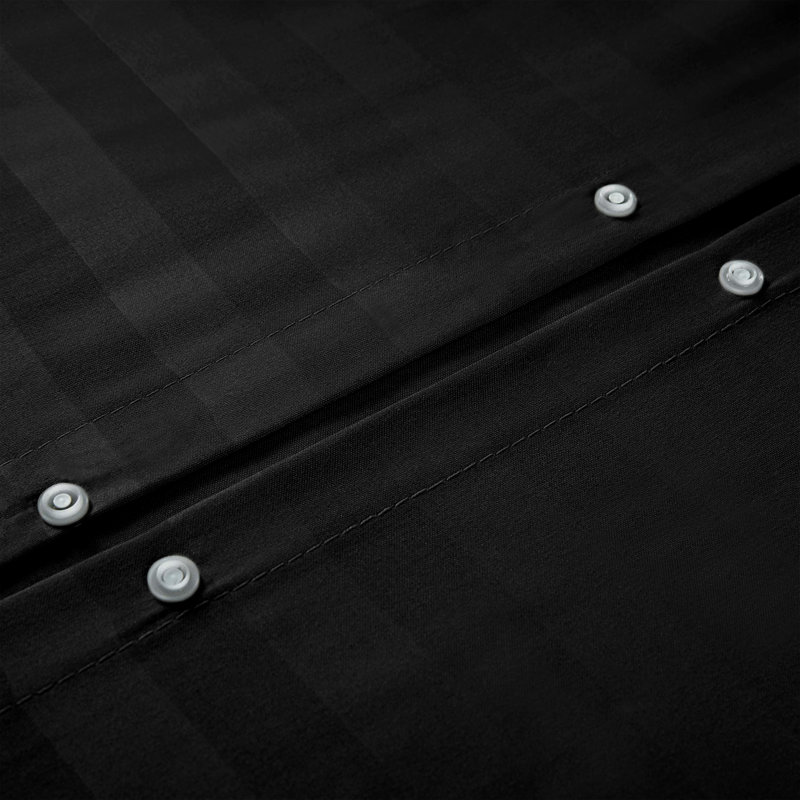 Klarita 250 TC Microfibre Reversible Striped Duvet Cover Set with Pillowcases, Black, Kingsize - 2 Pillowcases (50 x 75 cm)