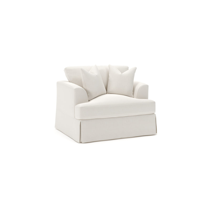 Lucia Slipcovered Armchair , Lena Off White Performance Linen Blend