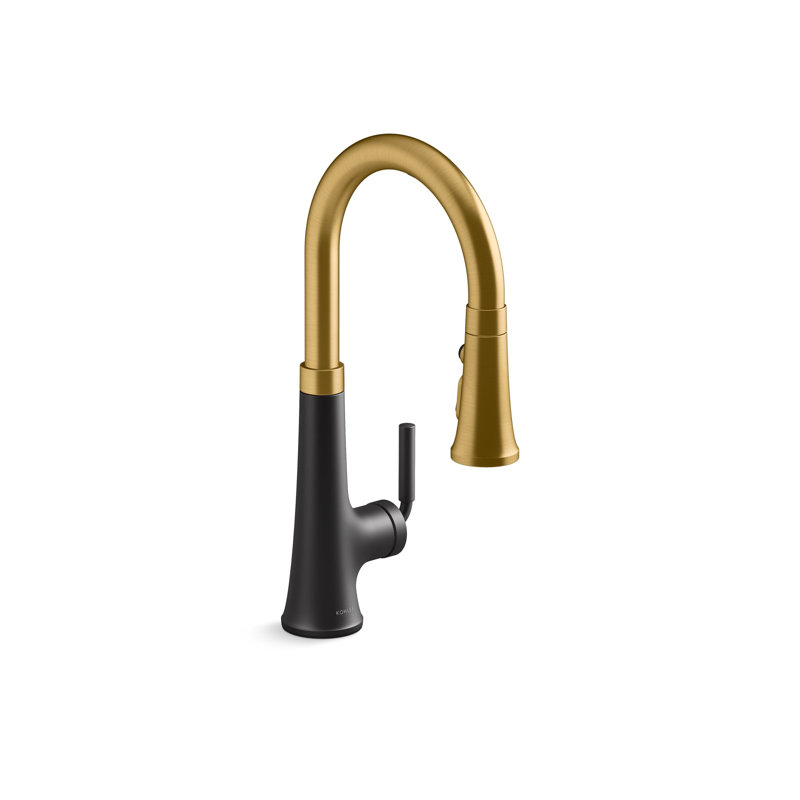 Tone Touchless pull-down kitchen sink faucet with three-function sprayhead, Brushed Brass