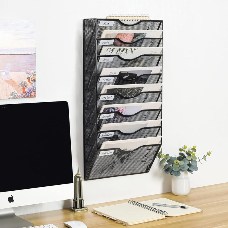 Metal Wall Organizer with Mail Storage