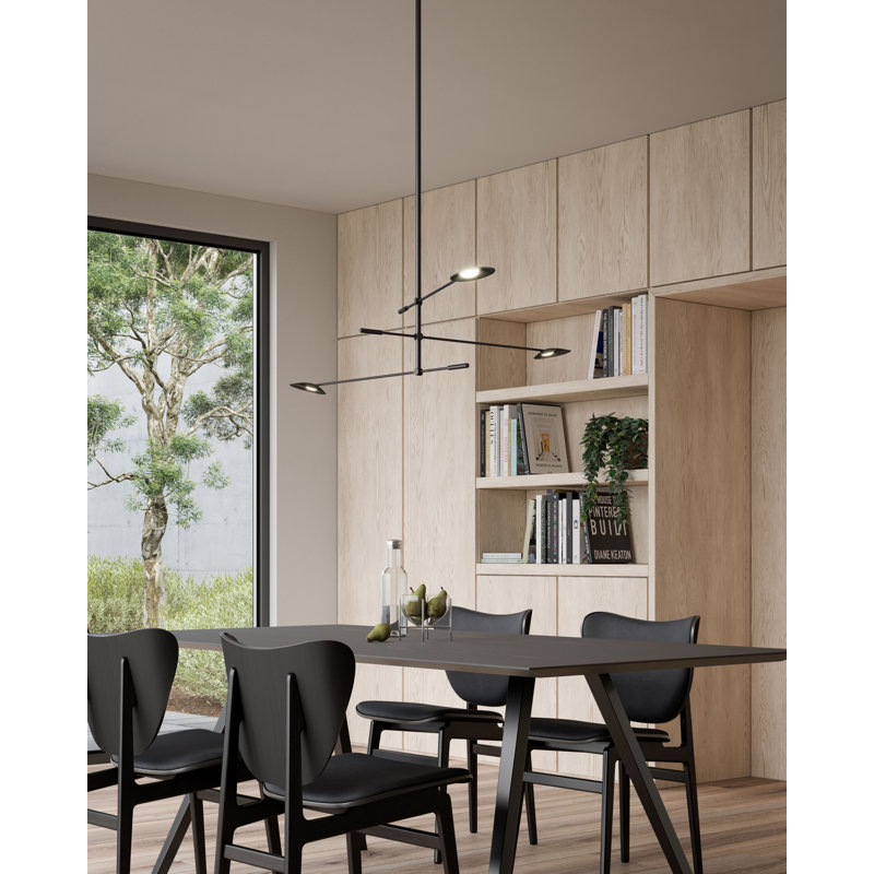 Black Metal 32.5" Dimmable LED Sputnik Chandelier