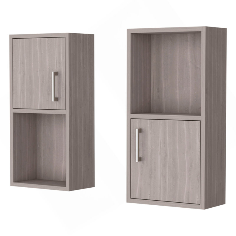 Armoire à pharmacie en chêne blanc avec 2 tablettes ouvertes, Chêne blanc
