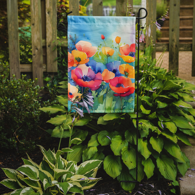Anémones dans l'aquarelle, drapeau de jardin