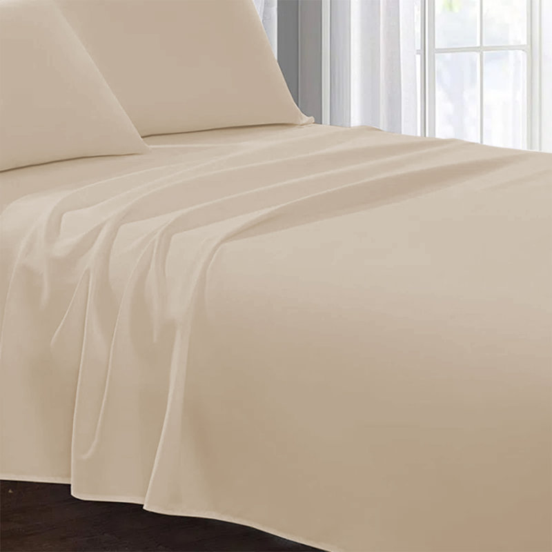Deirdre 200 Thread Count Egyptian Certified Cotton Flat Sheet, Double (4'6), Cream