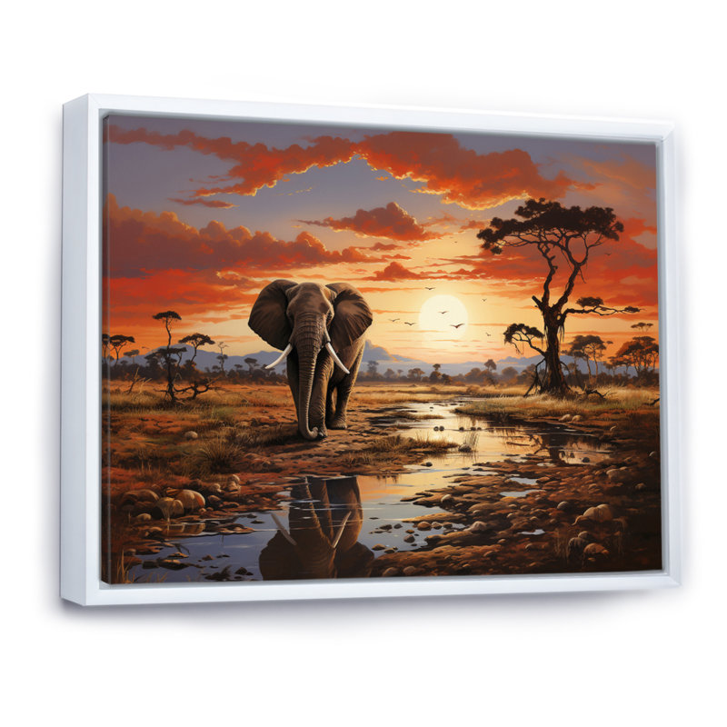 Faune d'Afrique, animaux d'Afrique sur toile, H 12 po x l 20 po x P 1 po, Cadre flottant blanc