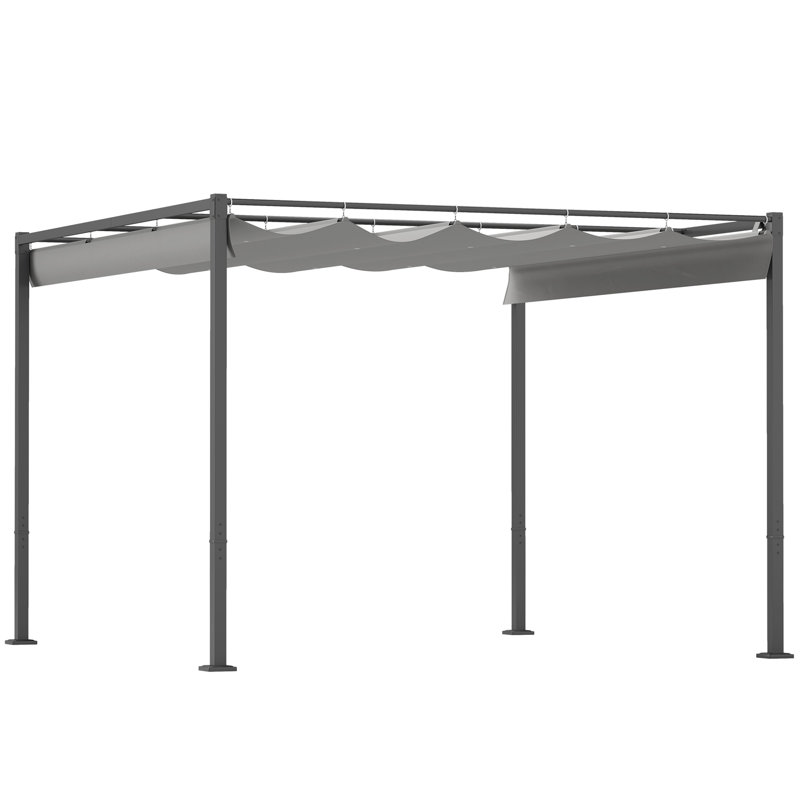 Cesaro 3 x 3(m) Garden Pergola w/Retractable Roof Magnetic Fixture, Grey