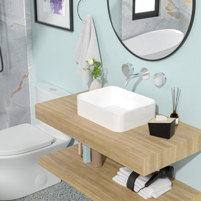 19"X15" Ceramic Rectangular Vessel Bathroom Sink