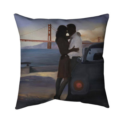 A loving couple in san francisco - 18"x18" Throw pillow cover - Poly twill - Print on demand