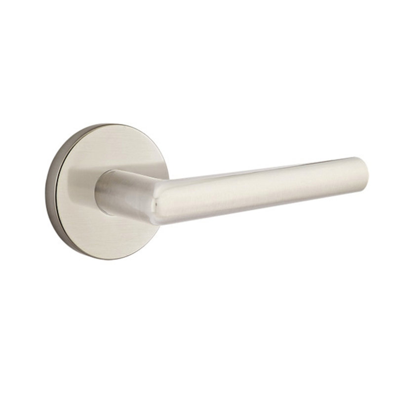 Stuttgart Round Double Dummy Door Lever with Round Rosette, Satin Nickel, Right