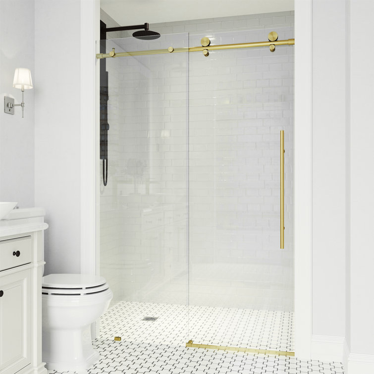 Elan E-Class 52-56" W x 76" H Sliding Frameless Shower Door with 3/8" Clear Glass
