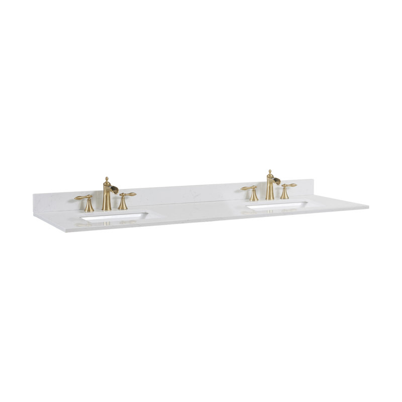 Frosinone 73'' Composite Double Bathroom Vanity Top with Sink, Jazz White