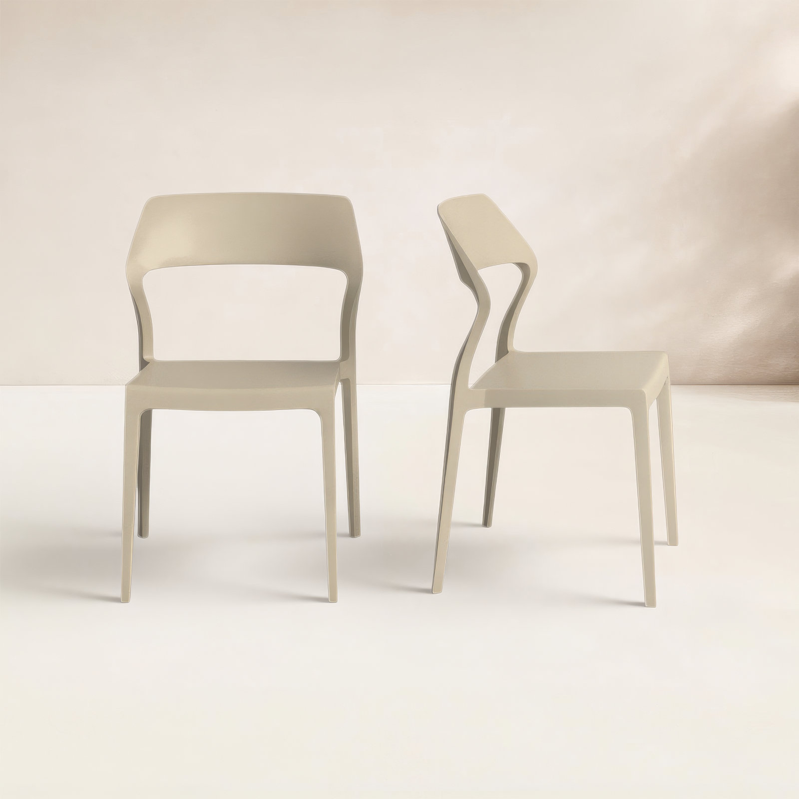 Farrah Stacking Patio Dining Side Chair, Taupe