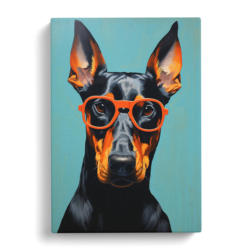 Doberman With Glasses - No Frame Print, 60cm H x 40cm W x 3cm D