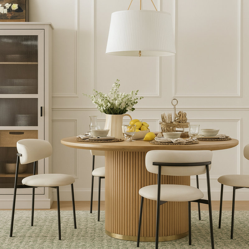 Lupita Upholstered Back Side Chair Dining Chair, Off-White Vegan Leather, Matte Black