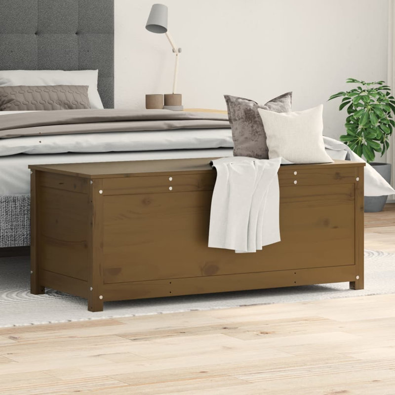 Amitabh Storage Box 110x50x45.5 cm Solid Wood Pine, Honey Brown