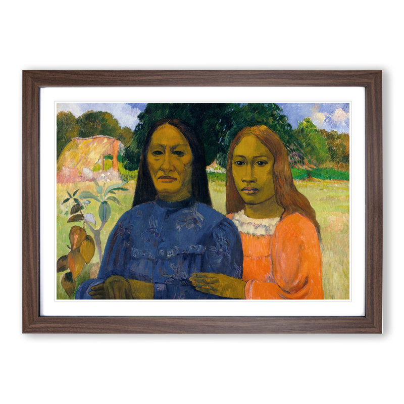 Two Women by Paul Gauguin - Picture Frame Painting, Walnut Framed, 27cm H x 36cm W x 2cm D