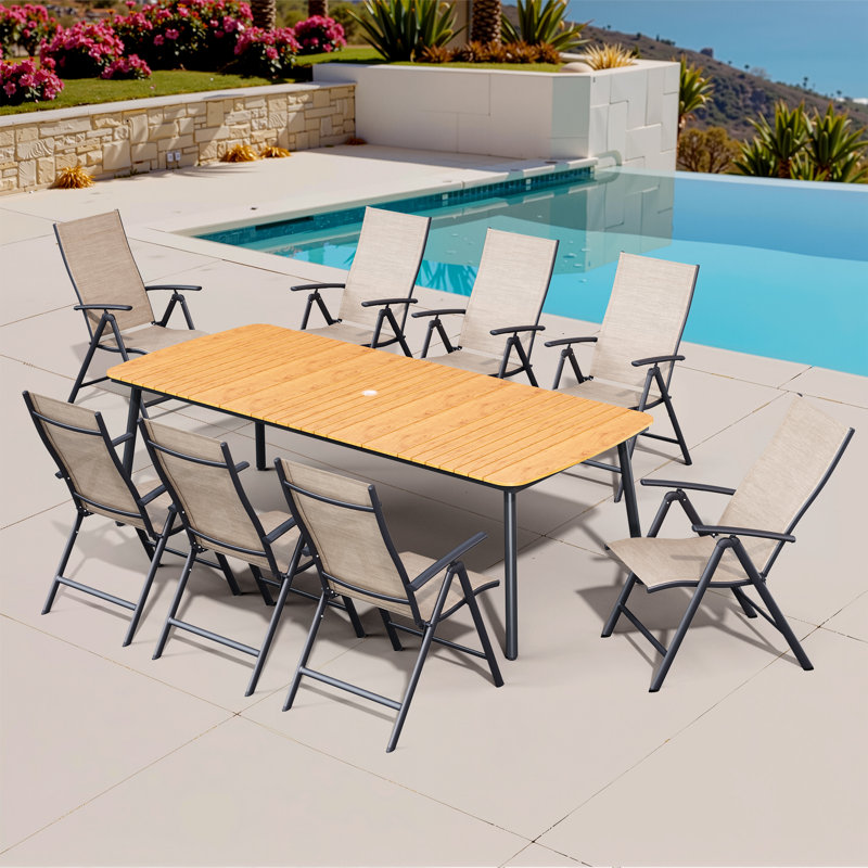 6 - Person Outdoor Dining Set With Foldable and Adjustable 
