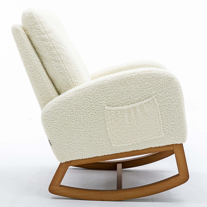 Chaise berçante Abhimanyu, Beige Teddy