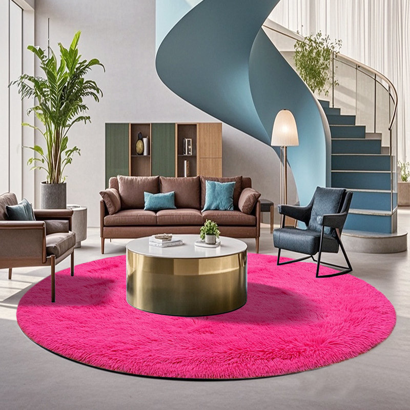 Plush Round Area Rug, Soft Fuzzy Shag Rug for Bedroom Living Room Balcony, Fluffy Carpet for Home Decor, Non-Slip Cozy Decorative Rug.