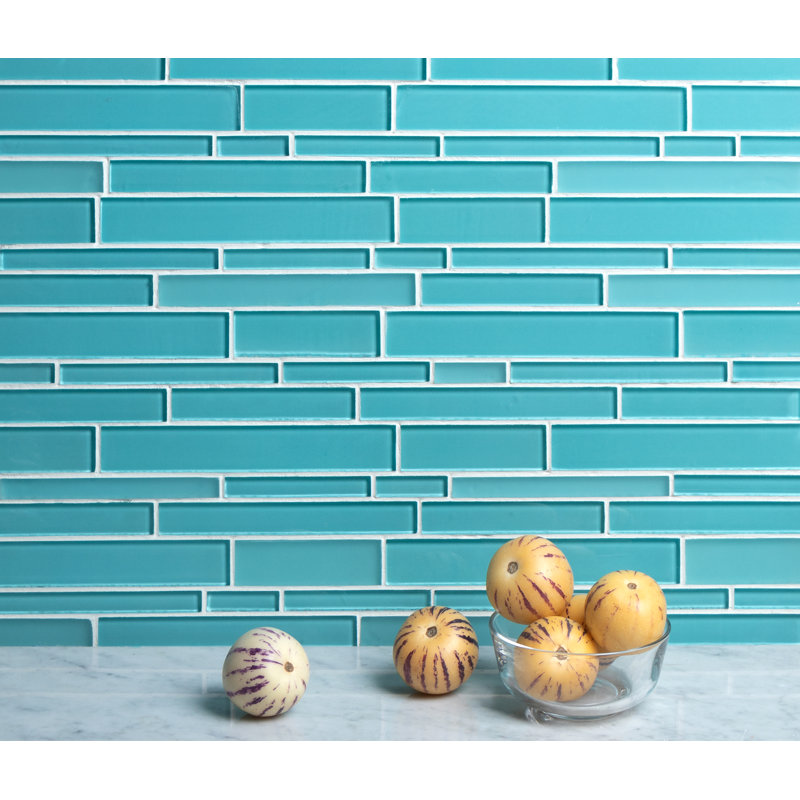 Premium Glass Mosaic Tile, Aqua Blue