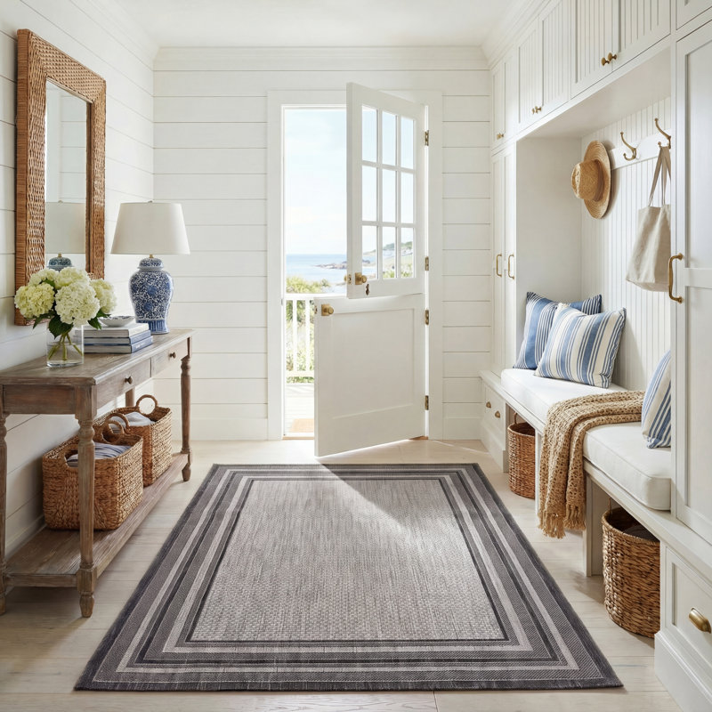 Tapis gris clair / noir Hance, Rectangle 5 pi 3 po x 7 pi 7 po