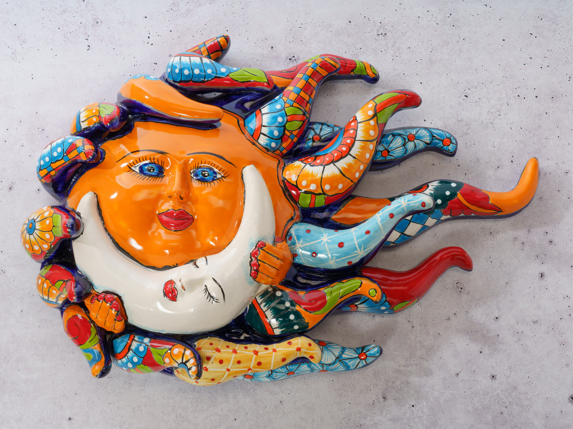 Bungalow Rose Deviny Mexican Talavera Pottery Shooting Star Sun Face