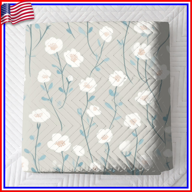 Couvre-lit matelassé à motif floral blanc toutes tailles, Lit simple