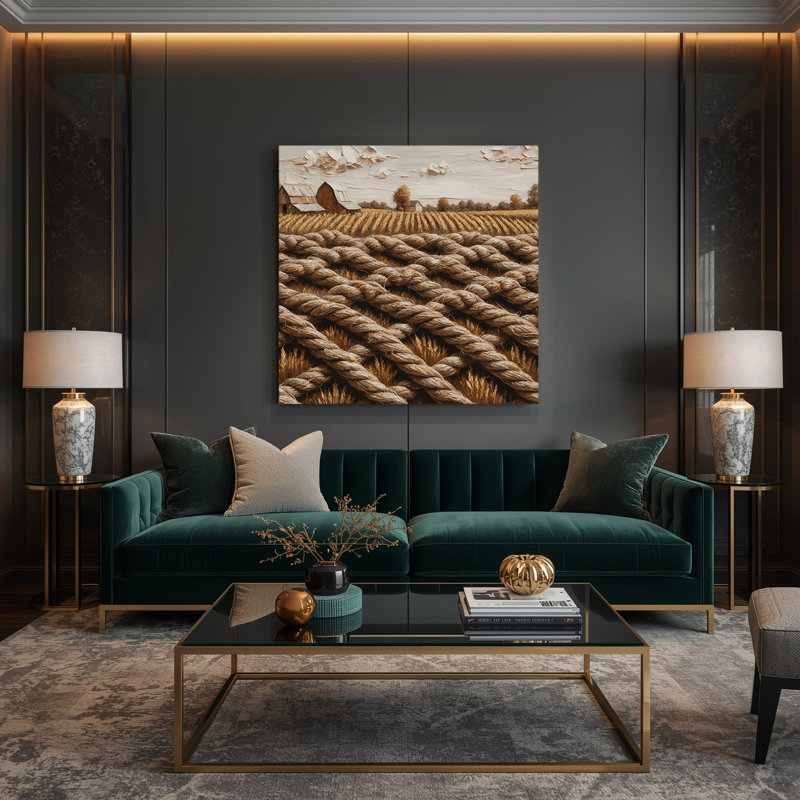 «Farm Rope», art mural sur toile beige, 8" H x 8" W