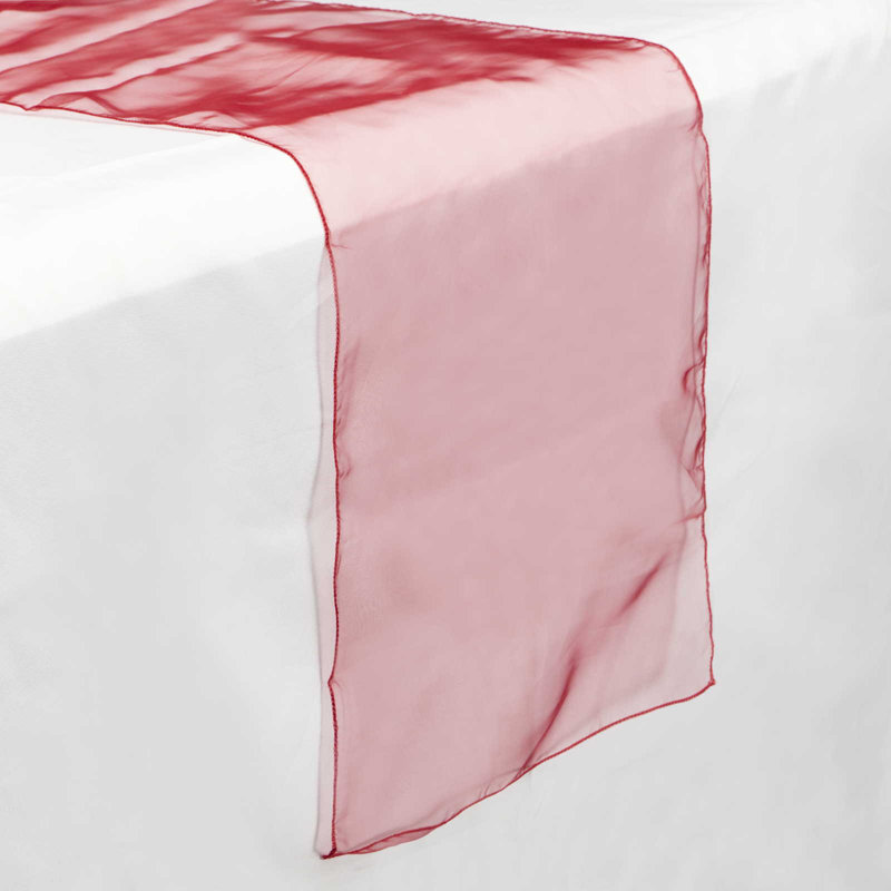  Solid Color Organza Table Runner, Burgundy
