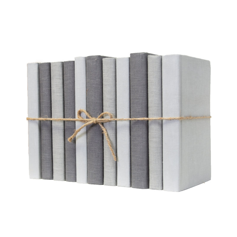 Decorative Books - Granite Linen Wrapped Book Bundle - 1 Foot of Grey Books, Granite 