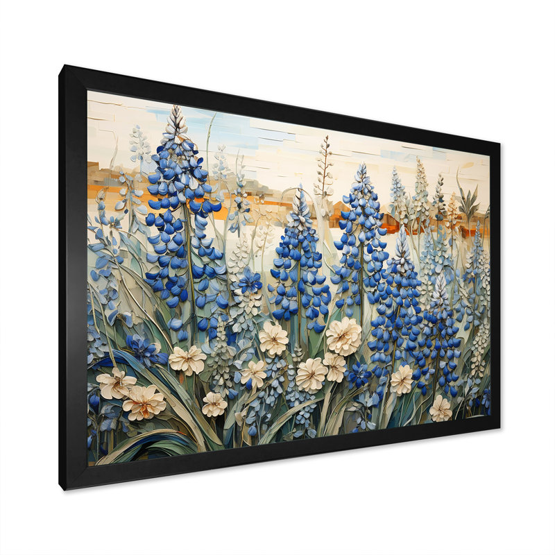 Magical Blue Bonnets Grass Meadows I - Blue Bonnets, reproduction d'art sur toile FDP107219, H 16 po x l 32 po x P 1 po, Noir