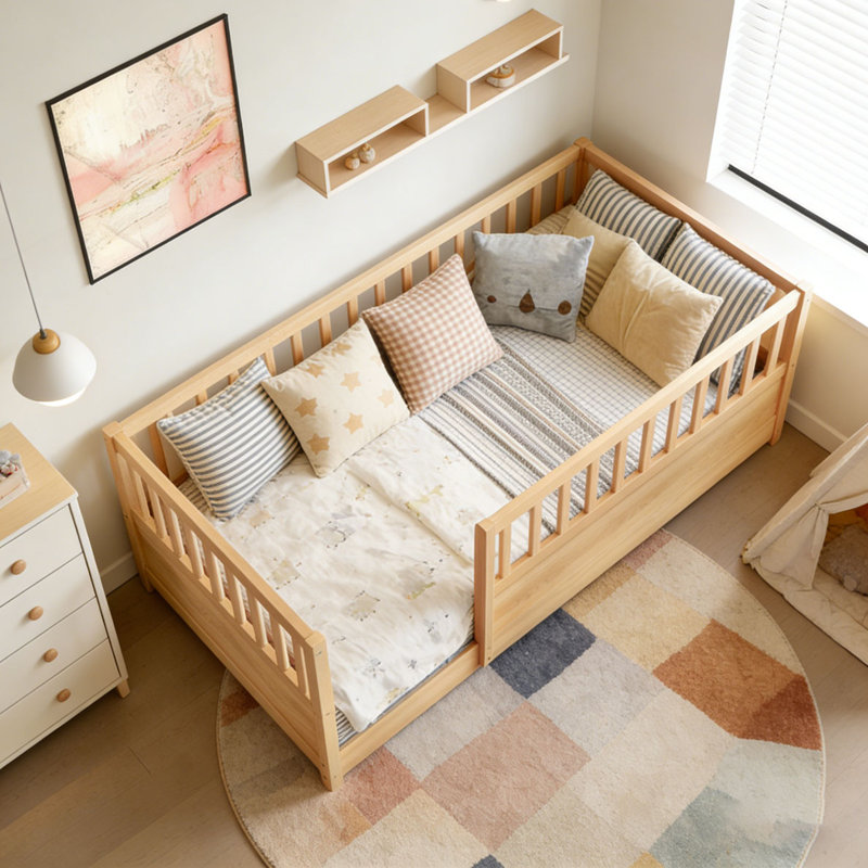 Lit en bois, Naturel, Lit simple
